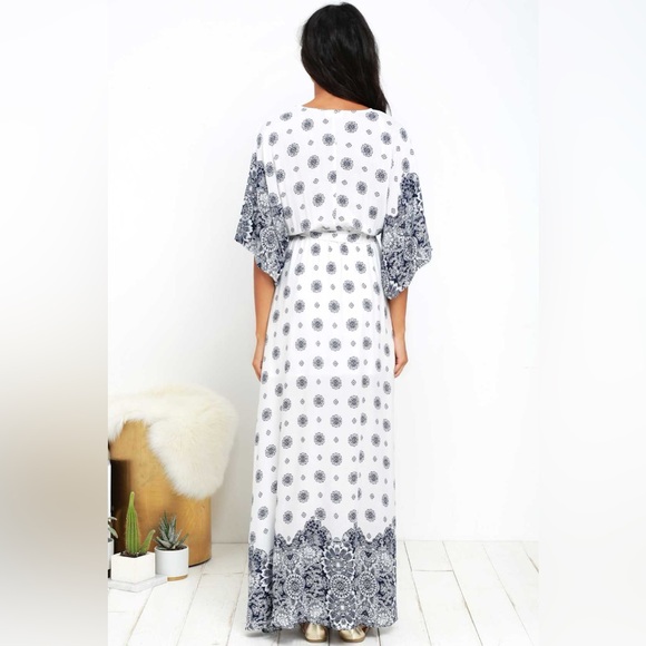 Lulus South of France Blue and Ivory Print Maxi Dress - Picture 5 of 8